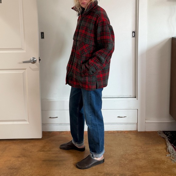 Vintage Johnson Woolen Mills Red plaid wool jacket - Picture 2 of 6